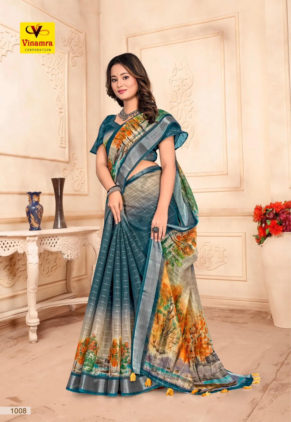 Buy Lilen Material Saree in Surat - Reseller Bazzar